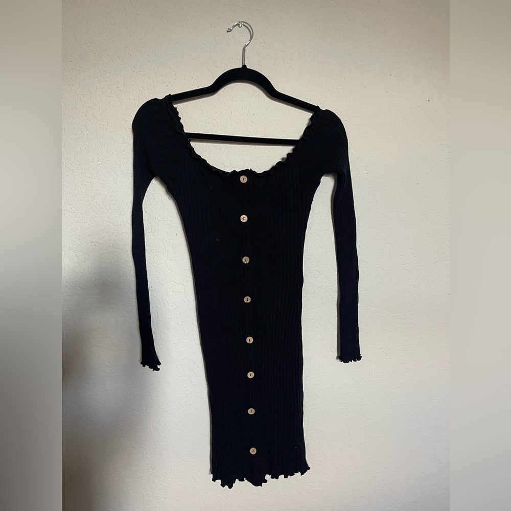 Ribbed Off the Shoulders Dress
